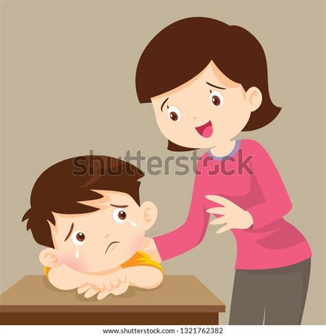 Sad Alone Children Wants Embracemother Comforting Stock Vector Royalty