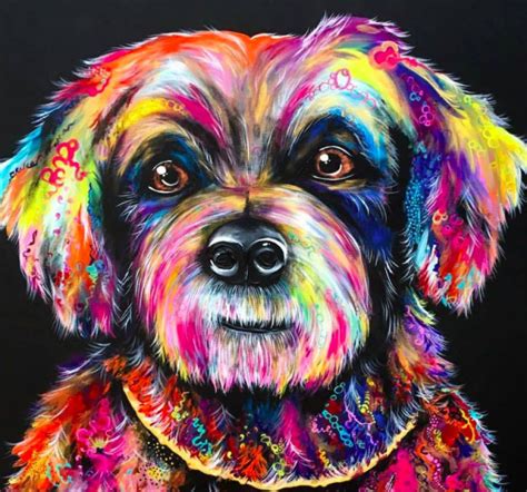 I Show My Love For Dogs By Painting Their Colorful Portraits Colorful