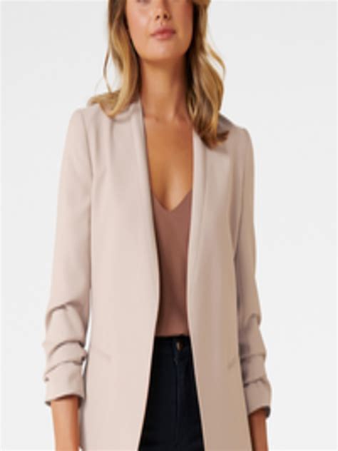 Buy Forever New Women Nude Coloured Solid Relaxed Fit Blazer Blazers