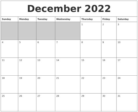 Free Printable 2022 December Calendar Printable World Holiday