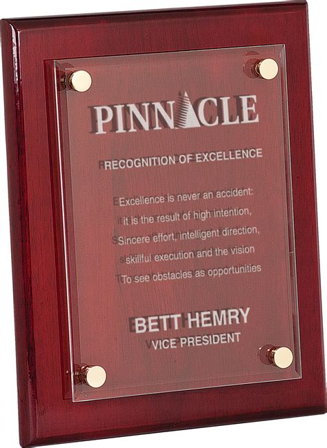Plaques - Piano Finish Floating Acrylic Plaques- Rosewood Finish