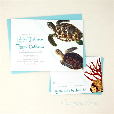 Sea Turtle Wedding Invitations For Your Beach Wedding Etsy