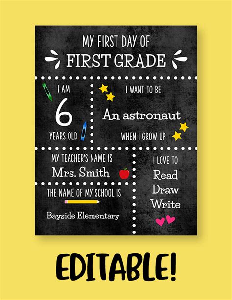 First Day Of School Printables