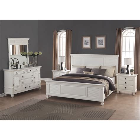 Shop bedroom sets at ny furniture outlets. Regitina White 5-Piece King-Size Bedroom Furniture Set ...