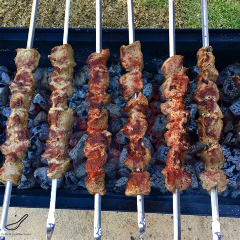 Homemade Lamb Or Beef Shish Kebab Skewers Marinated And Cooked Over A
