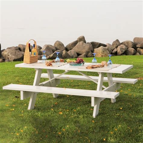 Dura Trel 96 In White Rectangle Picnic Table In The Picnic Tables Department At