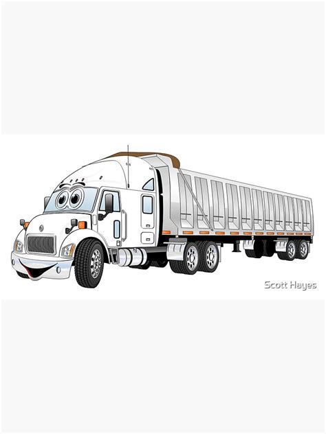 White Semi Dump Truck Cartoon Poster For Sale By Graphxpro Redbubble