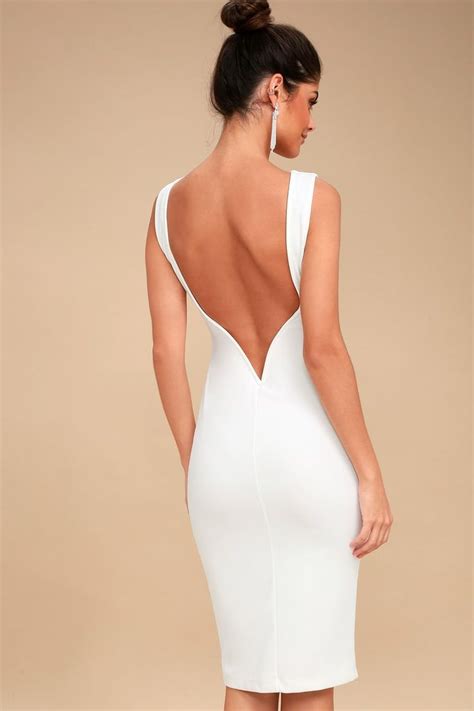 So Stunning White Backless Midi Dress Backless Midi Dress White Midi