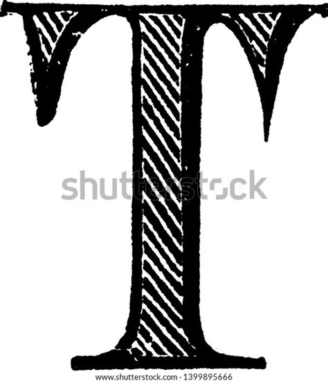 Decorative Letter T Crossed Lines Vintage Stock Vector Royalty Free