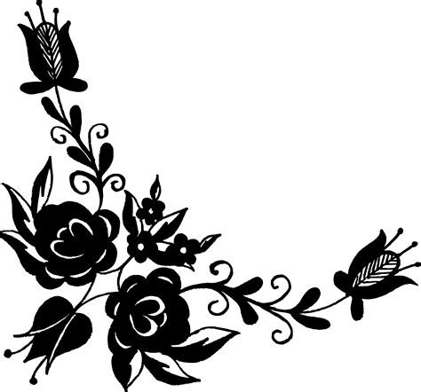 Black And White Flower Border Clipart 41803 Free Icons And Png Images