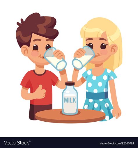 Download milk cartoon stock photos. Kids drink milk cartoon children boy and girl Vector Image