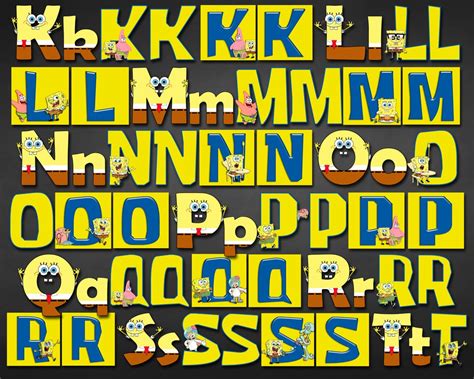 Spongebob Squarepants Alphabet Instant Download Digital Etsy