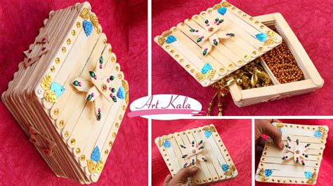 How To Make Jewelry Box Popsicle Stick Crafts Diy Artkala Youtube