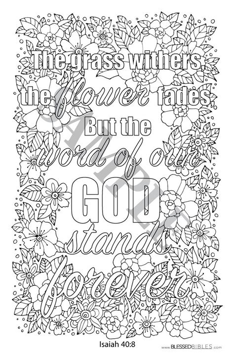Inspirational Bible Verse Coloring Book Page Isaiah 408 Etsy Bible