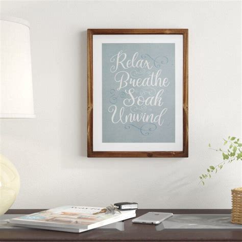 Relax Breathe Soak Unwind Picture Frame Textual Art Handcrafted