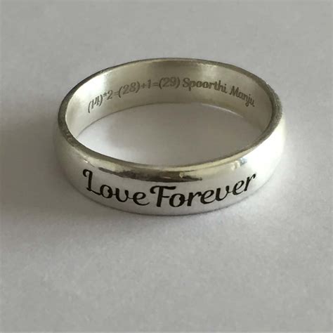 Personalized Silver Ring Name Engraved Silver Ring Fingerprint