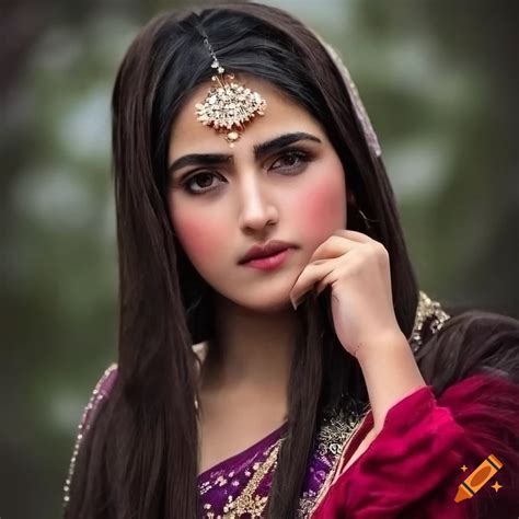 A Beautiful Kashmiri Girl Hazel Eye Detailed Hair Photorealistic