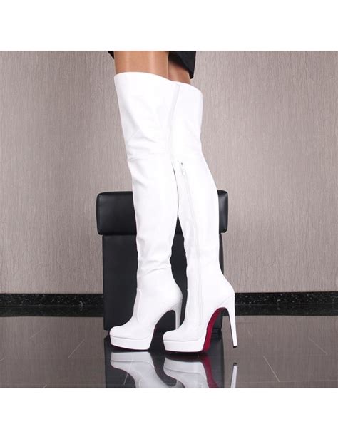 white thigh boots with ultra high heels and platform shoebidoo shoes giaro high heels