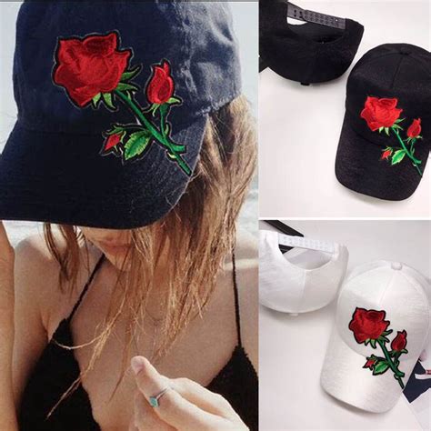 2018 Hot Casual Cute Women Baseball Ball Cap Outdoor Hat With Rose