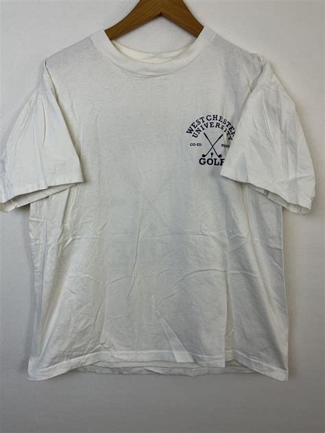 Vintage West Chester Coed Naked Golf T Shirt White La Gem
