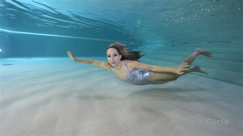 underwater model with silver swimsuit in the pool youtube