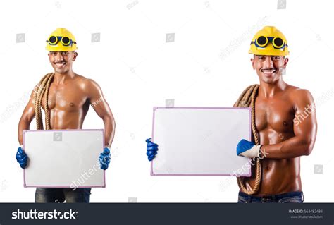 Naked Construction Worker On White Stock Photo 563482489 Shutterstock