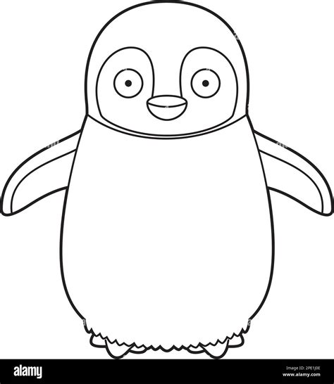 Easy Coloring Cartoon Vector Illustration Of A Baby Penguin Stock