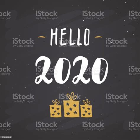 New Year Greeting Card Hello 2020 Typographic Greetings Design