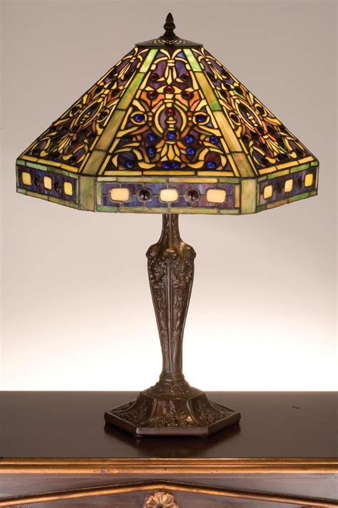 meyda tiffany 48832 vintage stained glass tiffany table lamp from the gentian