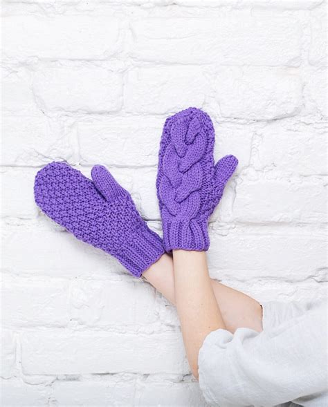 Violet Knitted Mittens Merino Wool Mittens Purple Mittens Etsy