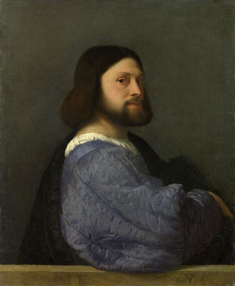 Tiziano~ A Man With A Marvelously Rendered Quilted Sleeve Possibly