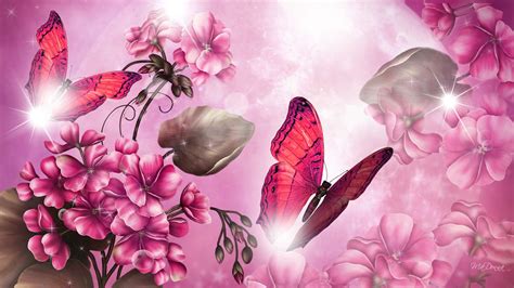 Pink Butterflies Near Pink Flowers Hd Pink Butterfly Wallpapers Hd