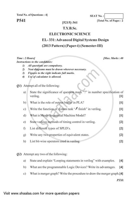 Basic electrical & electronic engineering. Question Paper - B.Sc Electronic Science Semester 5 (TYBSc ...