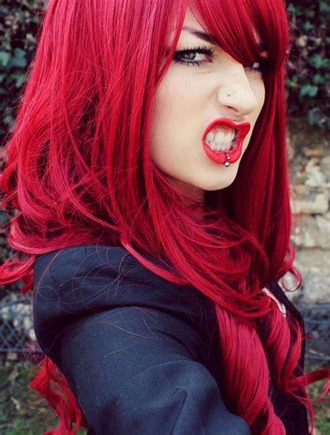 Gothic Girl Red Hairlips Lip Ring My Inner Ginger