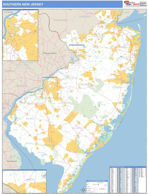 New Jersey Southern Wall Map Basic Style By Marketmaps Mapsales