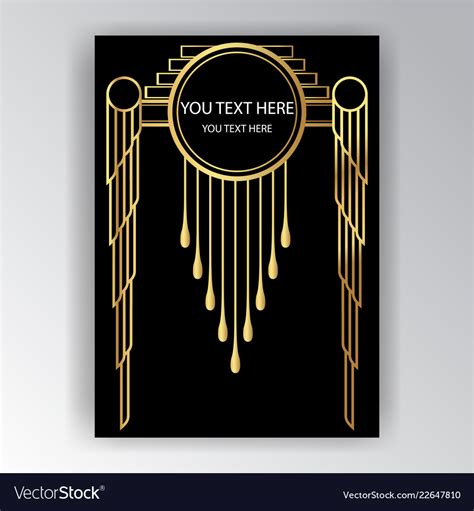 Art Deco Template Golden Black A4 Page Menu Card Vector Image