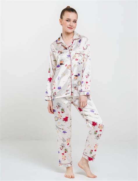 Женская пижама шелковая атласная рубашка и брюки за 1499 ₽ купить в