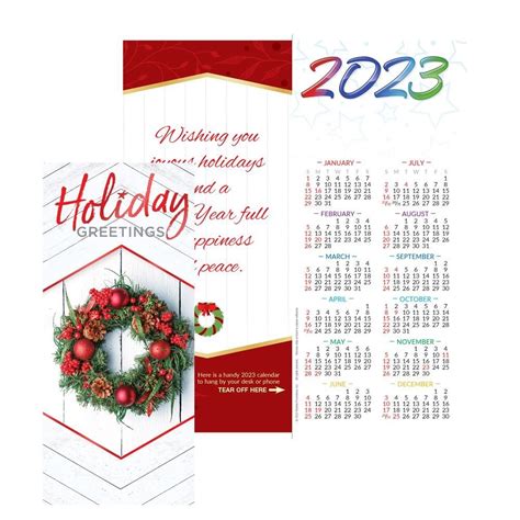 Holiday Greetings 2023 Red Foil Stamped Greeting Card Calendar