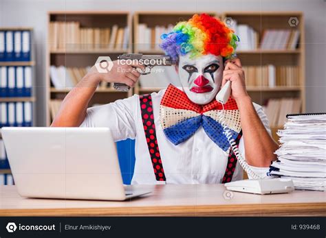 Clown Businessman Working In The Office Photo Photo Business Man Clown