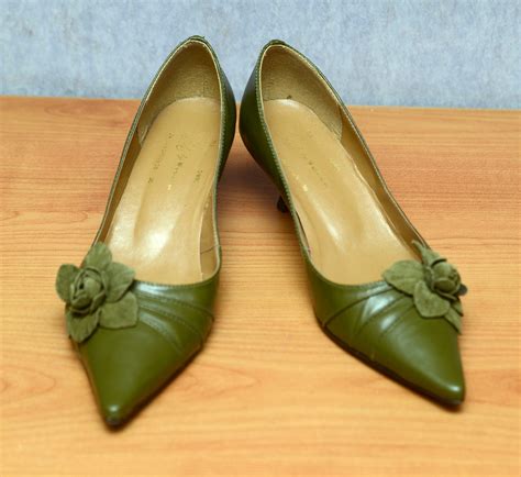 Vintage Mid Ages Green Leather Pumps Festive Holiday Pumps Etsy