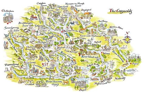 Cotswolds Map Fred Van Deelen Cotswolds Map Illustrated Map