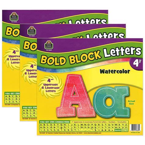 Watercolor Bold Block 4 Letters Combo Pack 3 Packs Michaels