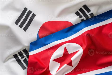 North And South Korea Flag Colorful South And North Korea Flag Waving