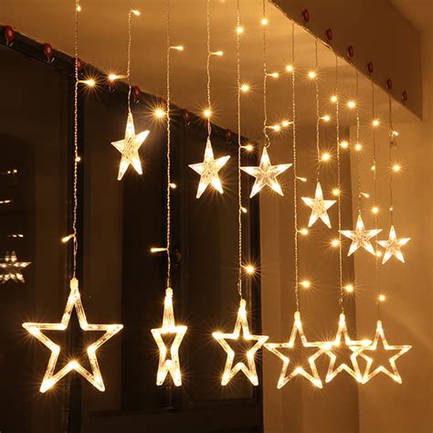 Morttic Led Star Curtain String Lights 12 Stars 120 Leds Window Icicle