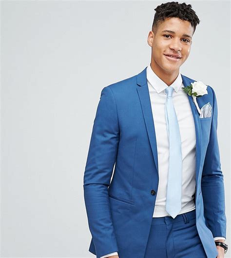 Super Skinny Skinny Fit Summer Wedding Suits Harry Brown Blue Suit Jacket Burton Menswear