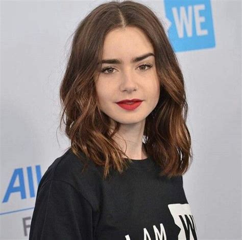 Lilly Collins Short Hair Lilly Collins Makeup Lily Collins Bob Lily