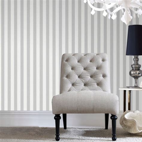 Superfresco Sf Ticking Stripe Graysilver Wp In The Wallpaper