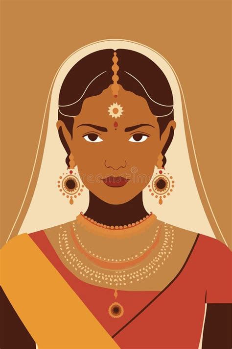Indian Woman In Traditional Clothing Vector Illustration Of A