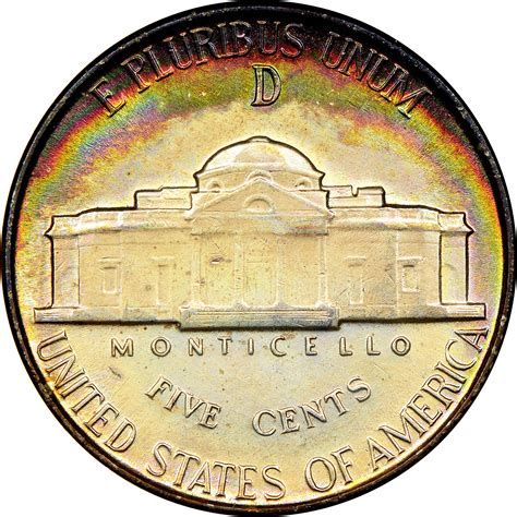 1945 D 5c Ms Jefferson Five Cents Ngc