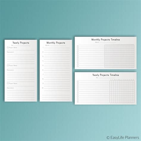 Project Planner Midori Travelers Notebooks Inserts Printable Etsy